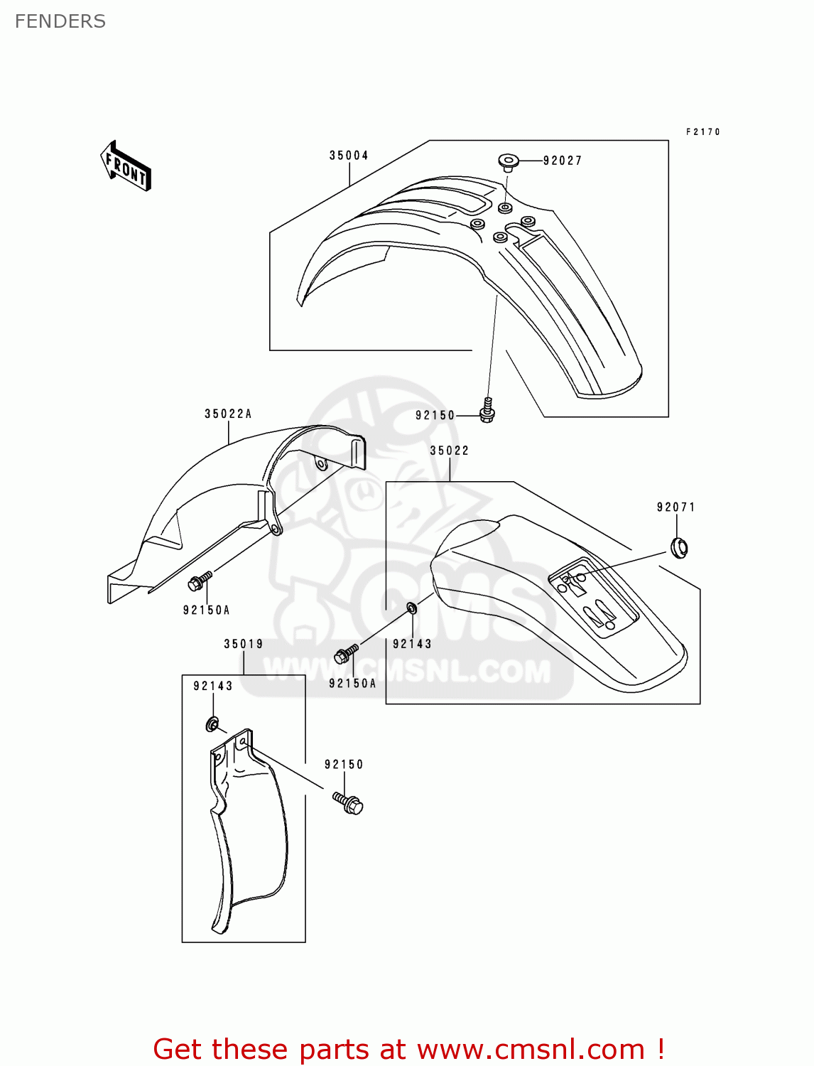 FENDERS KLX650D1 KLX650R 1996 EUROPE FRANCE
