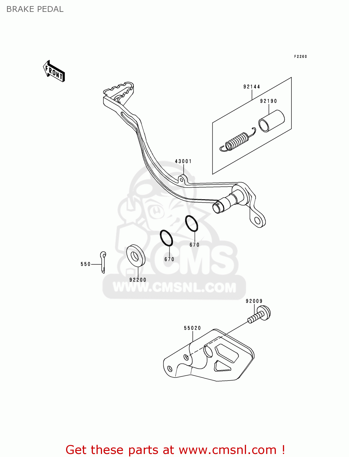 BRAKE PEDAL KLX650D1 KLX650R 1996 EUROPE FRANCE