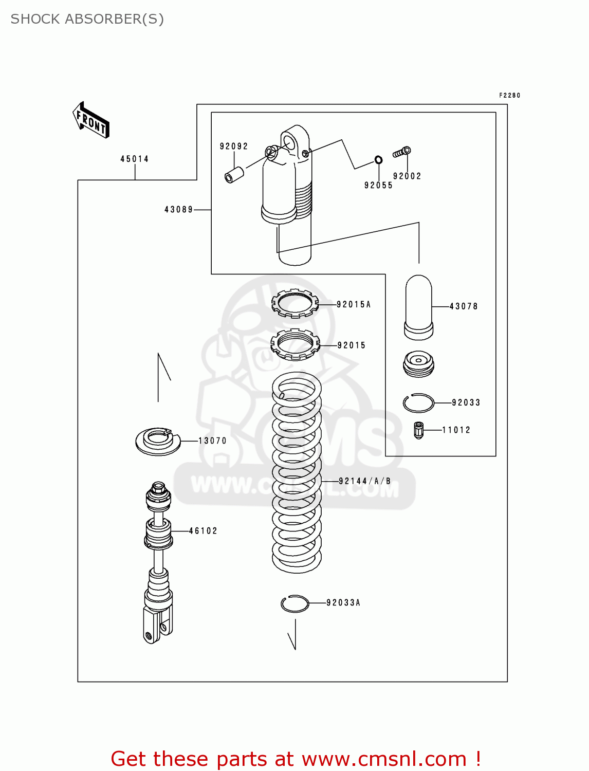 SHOCK ABSORBER(S) KLX650D1 KLX650R 1996 EUROPE FRANCE