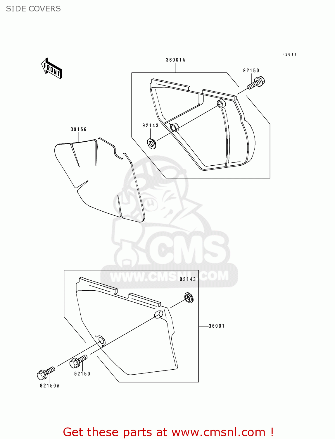 SIDE COVERS KLX650D1 KLX650R 1996 EUROPE FRANCE