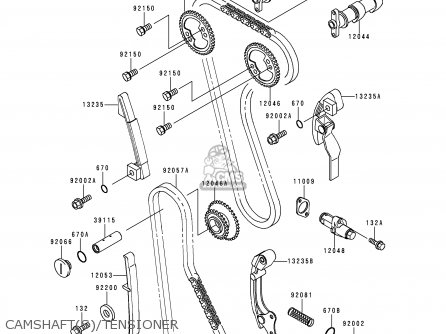 CAMSHAFT(S)/TENSIONER - KLX650D1 KLX650R 1996 EUROPE FRANCE
