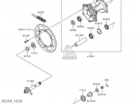 REAR HUB - KLX650D1 KLX650R 1996 EUROPE FRANCE