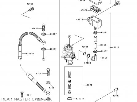 REAR MASTER CYLINDER - KLX650D1 KLX650R 1996 EUROPE FRANCE
