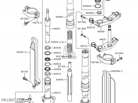 FRONT FORK - KLX650D1 KLX650R 1996 EUROPE FRANCE
