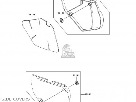 SIDE COVERS - KLX650D1 KLX650R 1996 EUROPE FRANCE