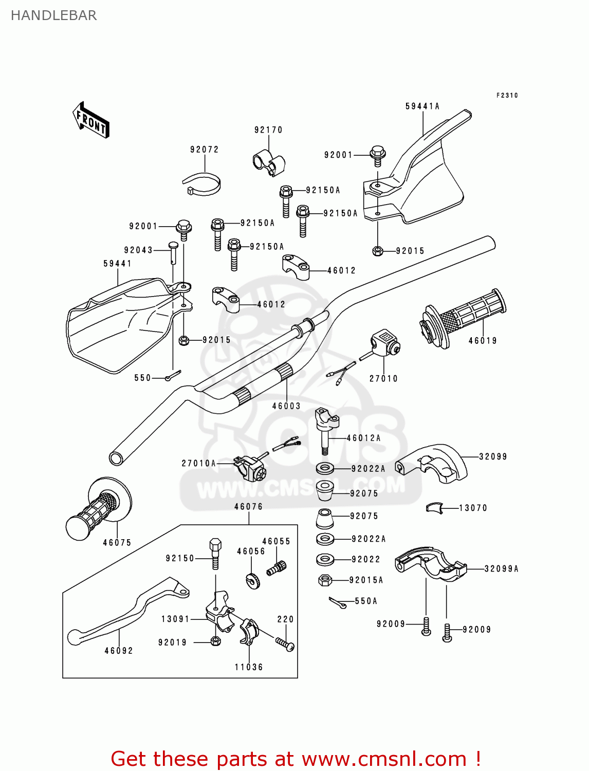 HANDLEBAR KLX650D4 KLX650R 1999 EUROPE FRANCE