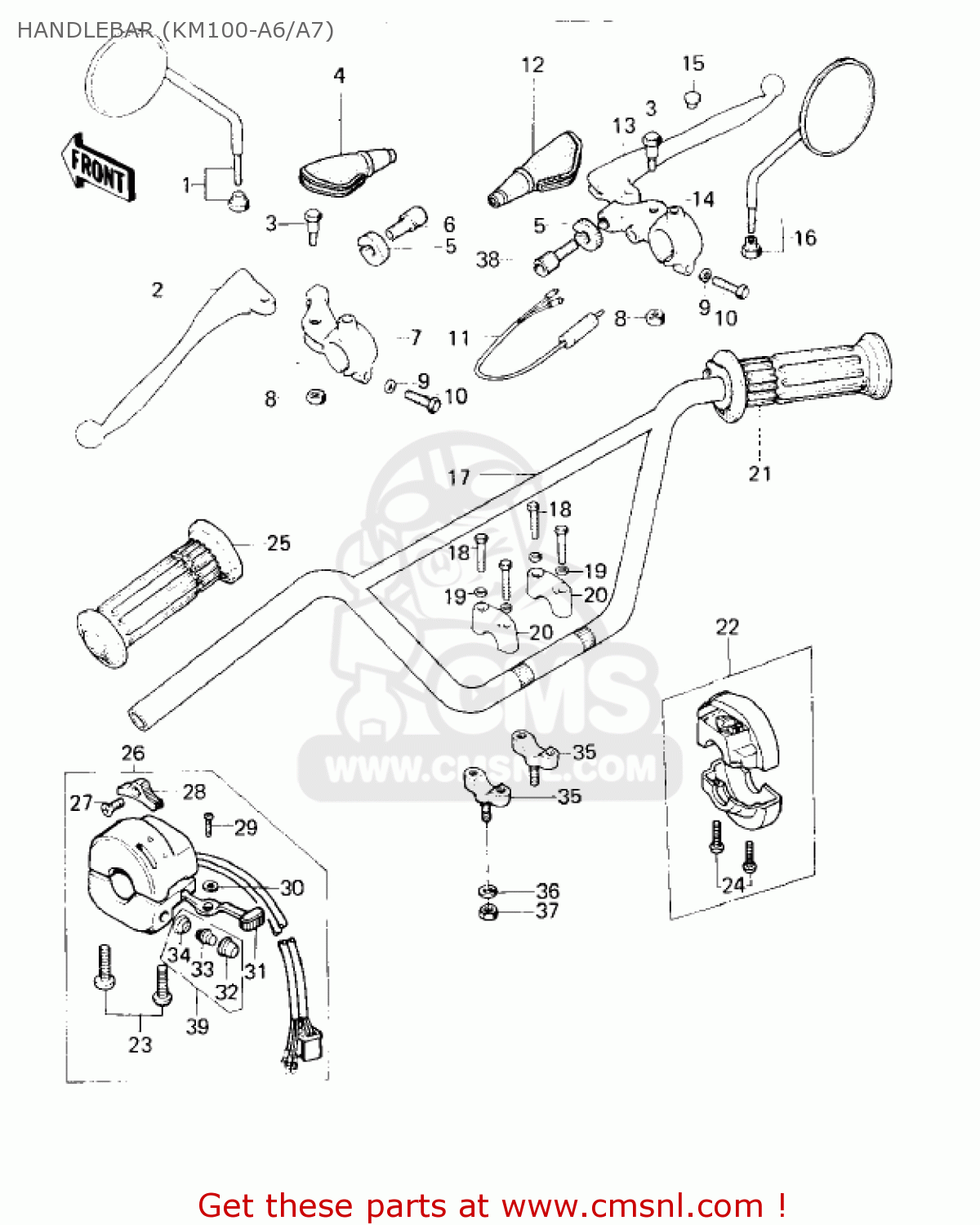 HANDLEBAR (KM100-A6/A7) KM100-A1 1976 USA CANADA / MPH KPH