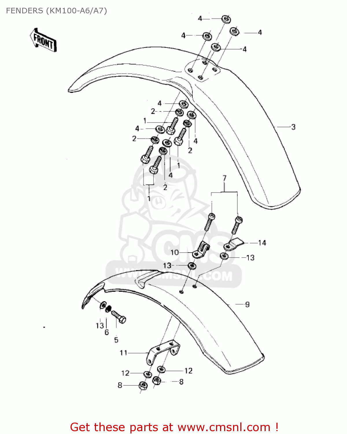 FENDERS (KM100-A6/A7) KM100-A1 1976 USA CANADA / MPH KPH
