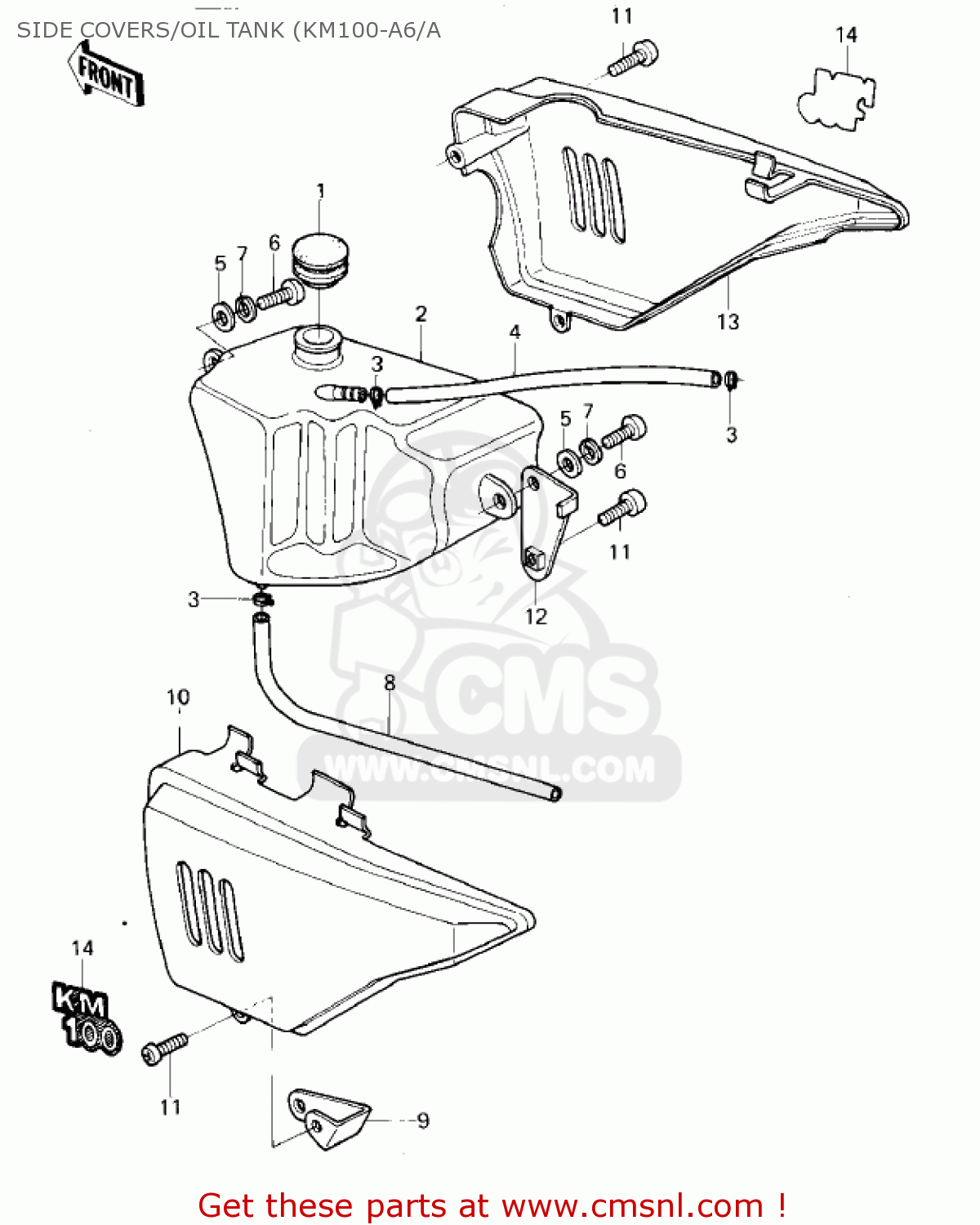 SIDE COVERS/OIL TANK (KM100-A6/A KM100-A2 1977 USA CANADA / MPH KPH