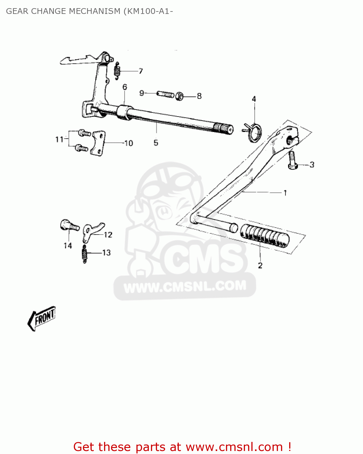 GEAR CHANGE MECHANISM (KM100-A1- KM100-A2 1977 USA CANADA / MPH KPH