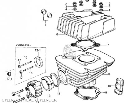 CYLINDER HEAD/CYLINDER - KM100-A2 1977 USA CANADA / MPH KPH