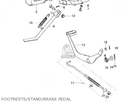FOOTRESTS/STAND/BRAKE PEDAL - KM100-A2 1977 USA CANADA / MPH KPH