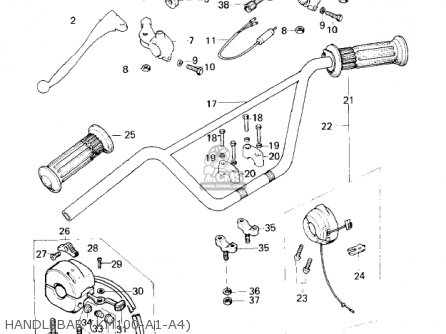 HANDLEBAR (KM100-A1-A4) - KM100-A2 1977 USA CANADA / MPH KPH