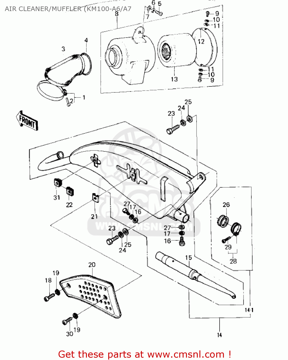 AIR CLEANER/MUFFLER (KM100-A6/A7 KM100-A3 1978 USA CANADA / MPH KPH