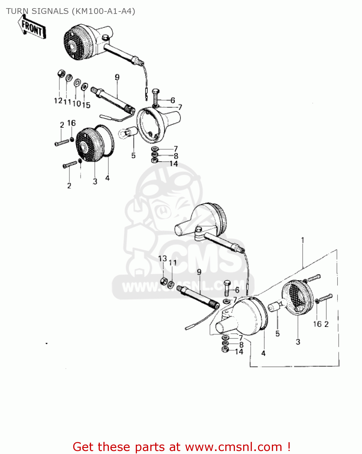 TURN SIGNALS (KM100-A1-A4) KM100-A3 1978 USA CANADA / MPH KPH
