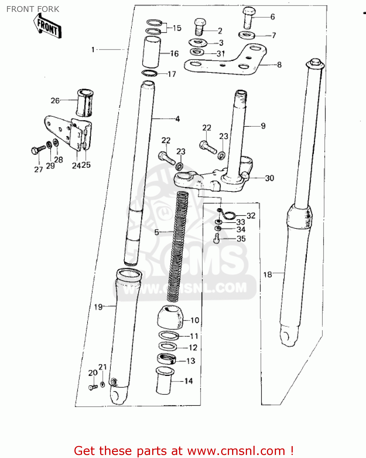FRONT FORK KM100-A3A 1978 USA CANADA / MPH KPH