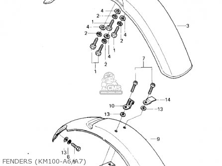 FENDERS (KM100-A6/A7) - KM100-A3A 1978 USA CANADA / MPH KPH