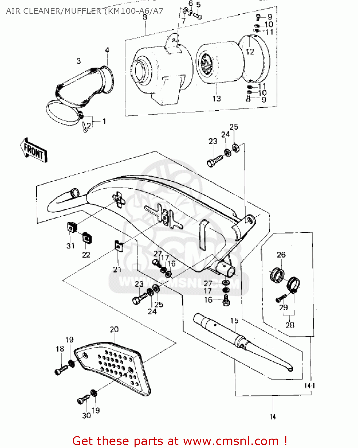 AIR CLEANER/MUFFLER (KM100-A6/A7 KM100-A4 1979 USA CANADA / MPH KPH