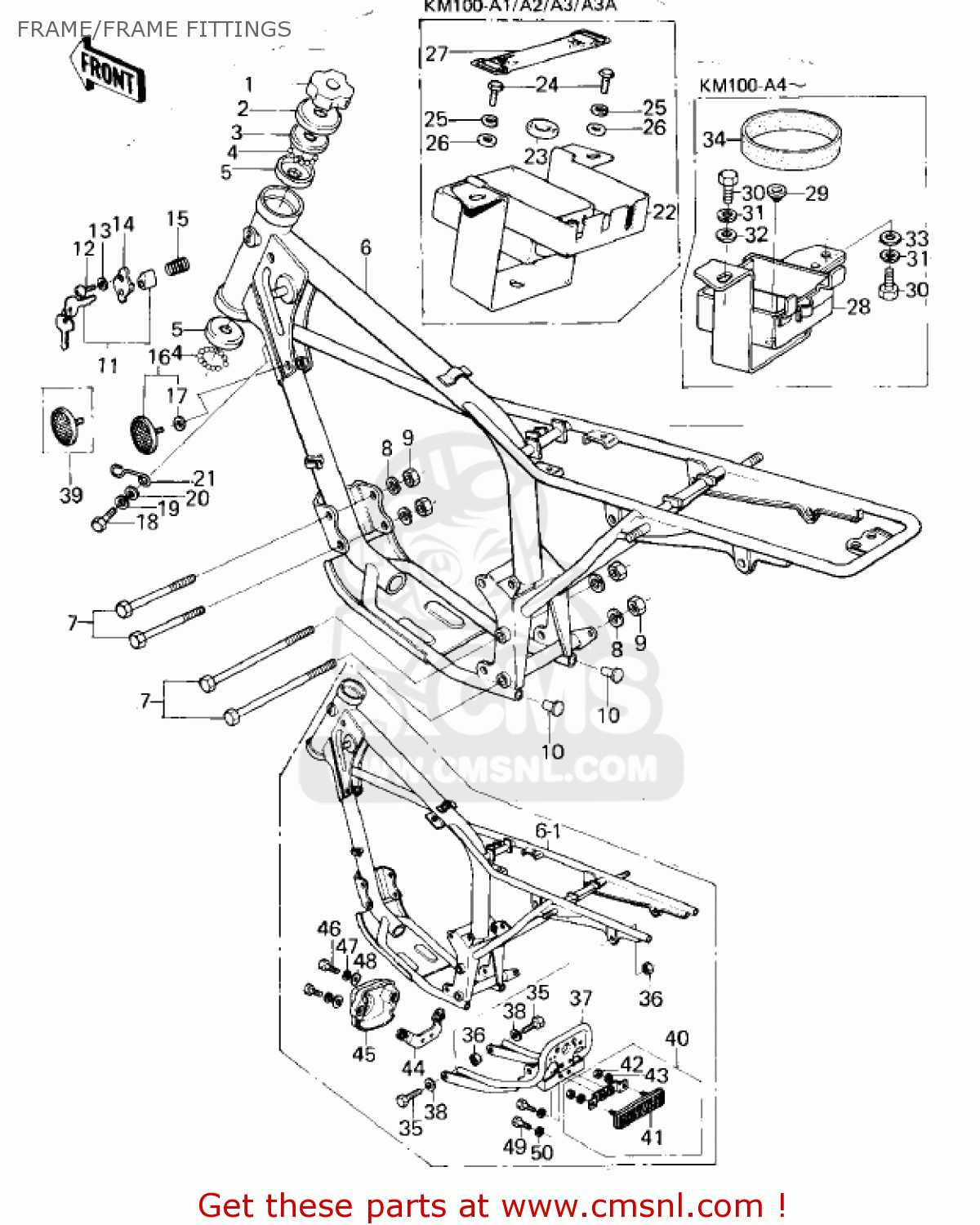 FRAME/FRAME FITTINGS KM100-A4 1979 USA CANADA / MPH KPH