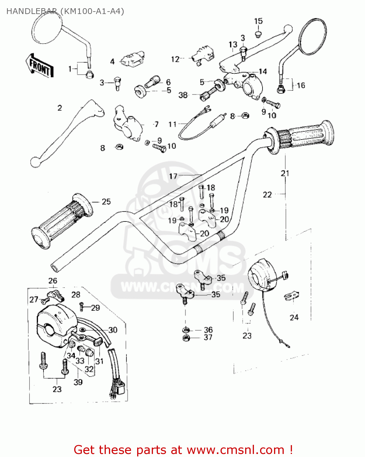 HANDLEBAR (KM100-A1-A4) KM100-A4 1979 USA CANADA / MPH KPH