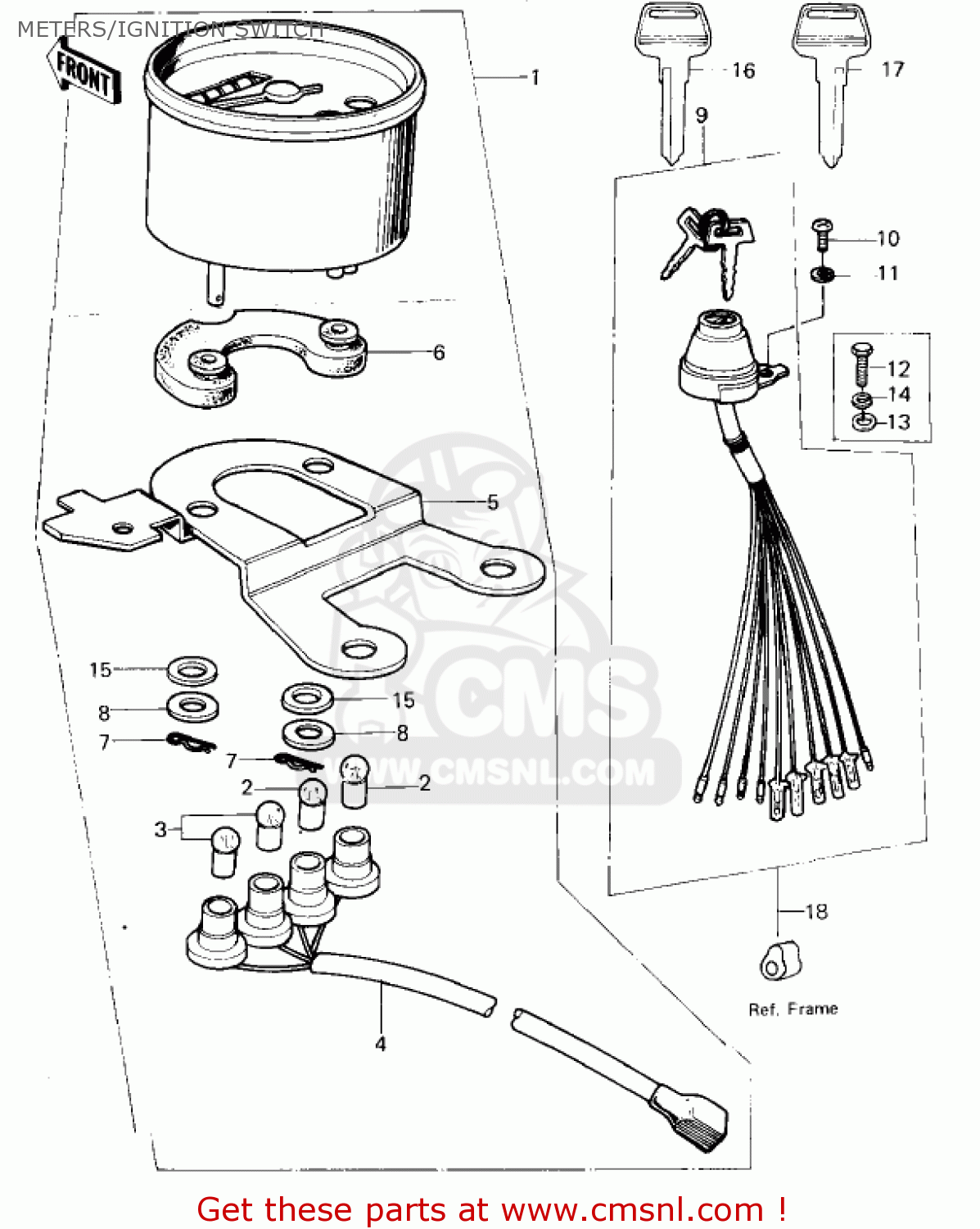 METERS/IGNITION SWITCH KM100-A6 KM100 1980 USA CANADA / MPH KPH