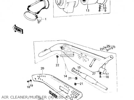 AIR CLEANER/MUFFLER (KM100-A1-A4 - KM100-A6 KM100 1980 USA CANADA / MPH KPH