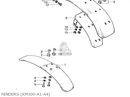 FENDERS (KM100-A1-A4) - KM100-A6 KM100 1980 USA CANADA / MPH KPH