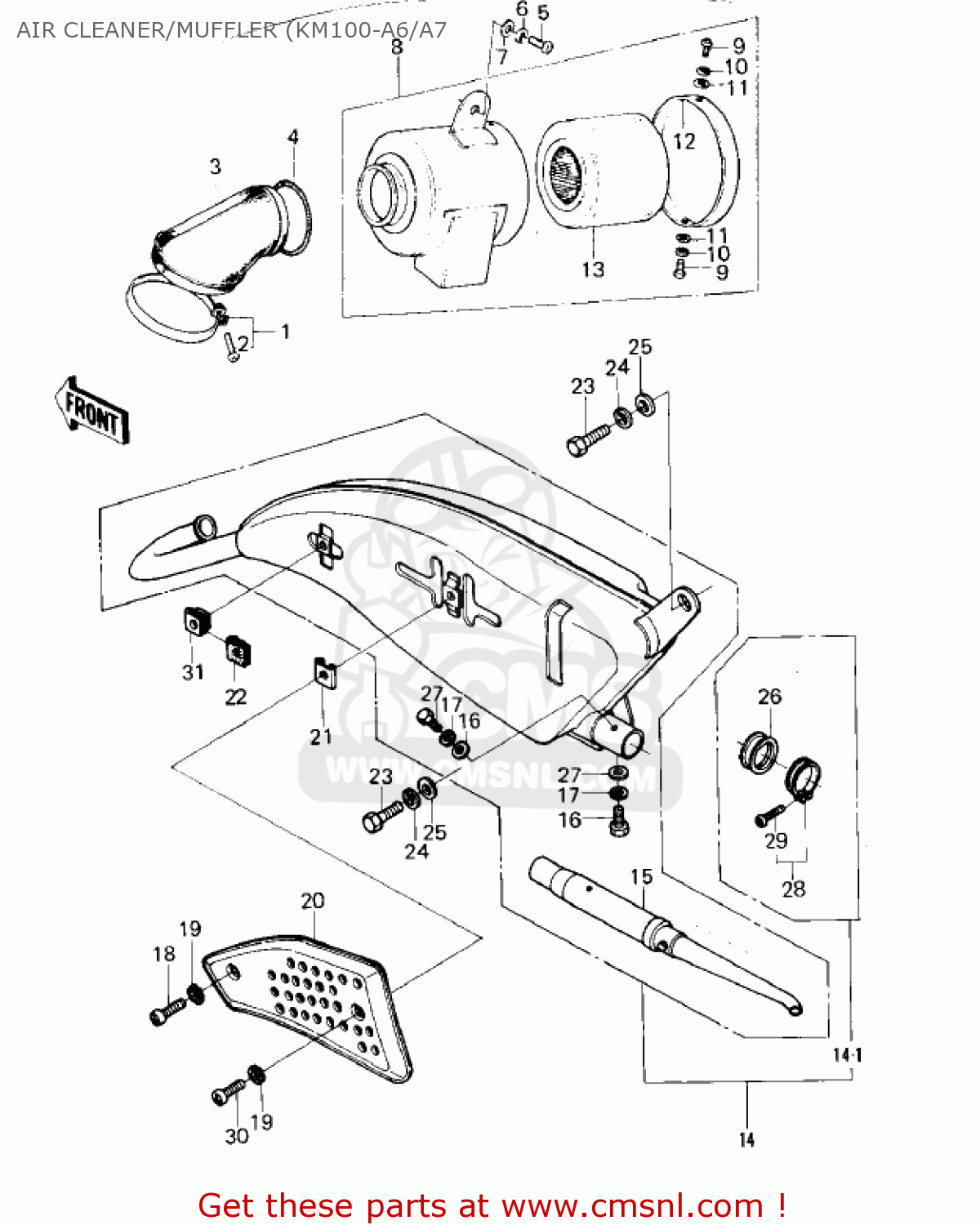 AIR CLEANER/MUFFLER (KM100-A6/A7 KM100-A7 KM100 1981 USA CANADA / MPH KPH