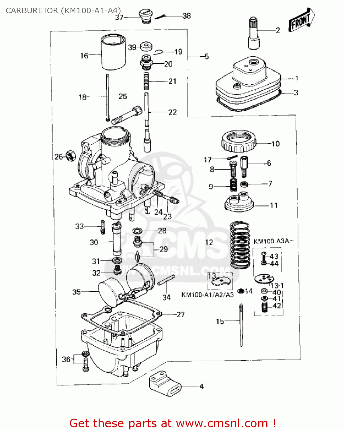 CARBURETOR (KM100-A1-A4) KM100-A7 KM100 1981 USA CANADA / MPH KPH