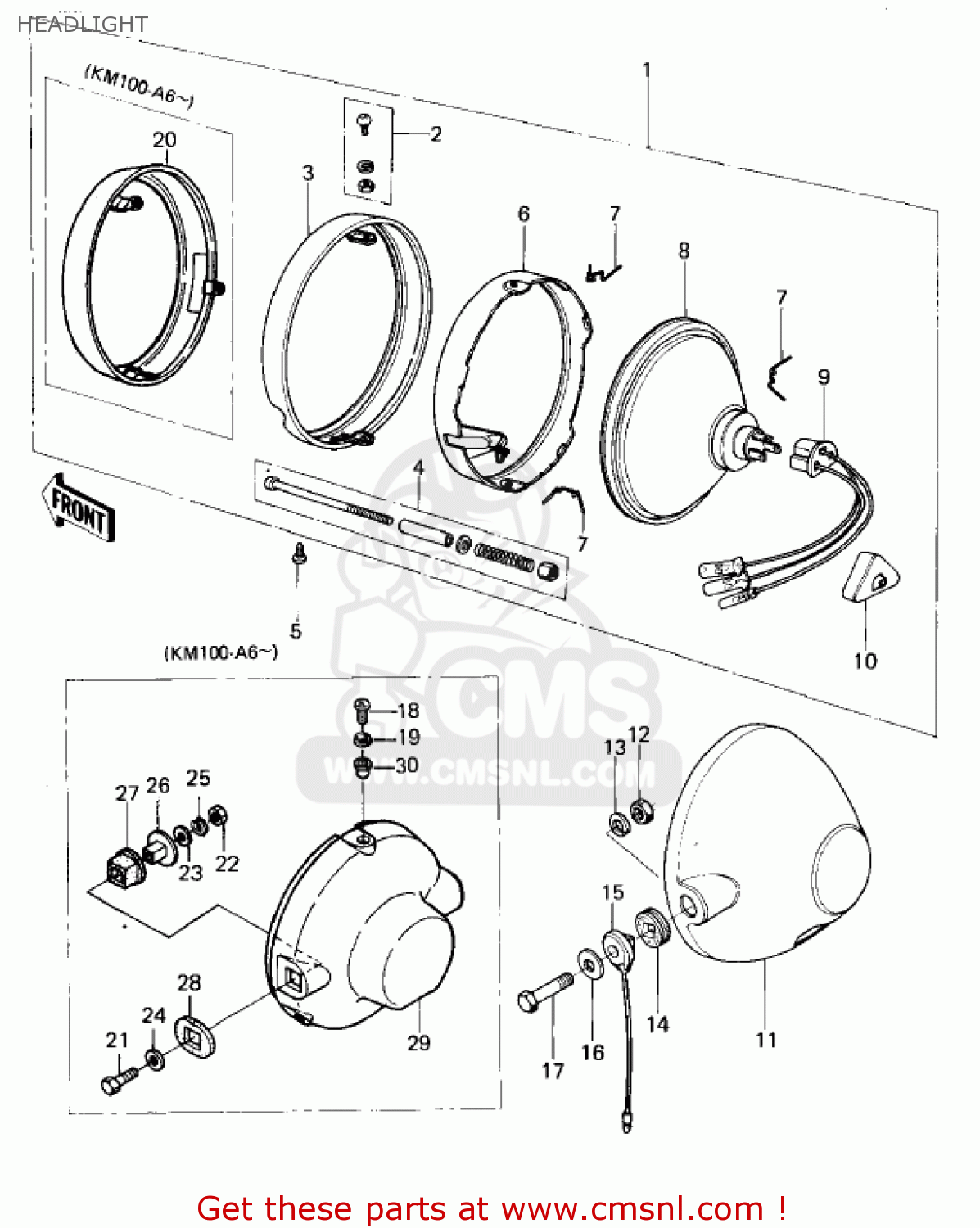 HEADLIGHT KM100-A7 KM100 1981 USA CANADA / MPH KPH