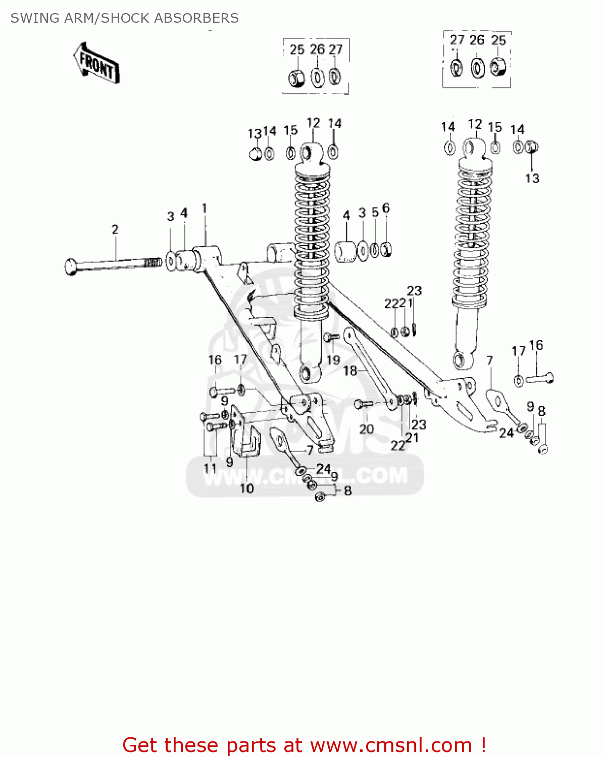 SWING ARM/SHOCK ABSORBERS KM100-A7 KM100 1981 USA CANADA / MPH KPH