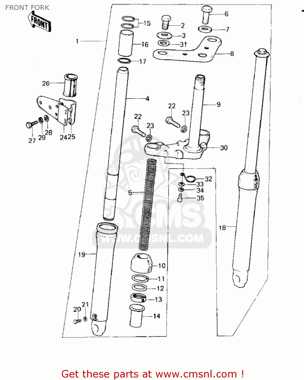 FRONT FORK KM100-A7 KM100 1981 USA CANADA / MPH KPH
