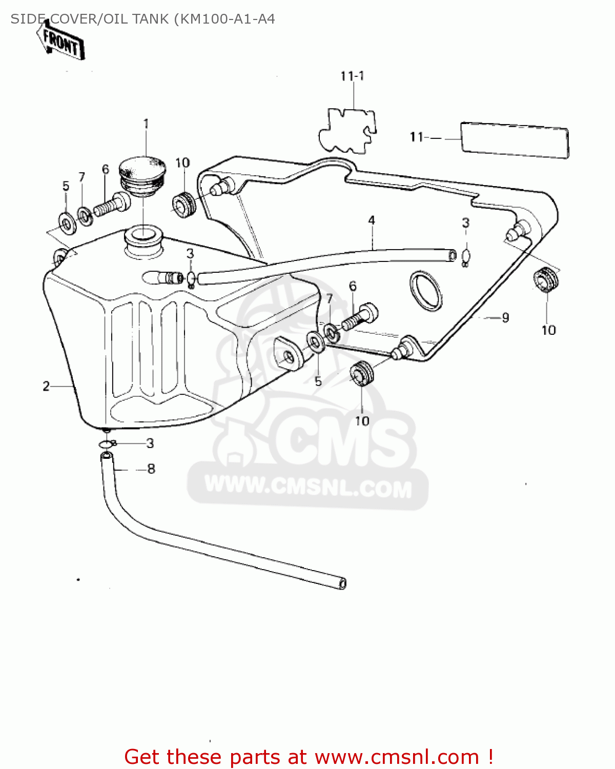 SIDE COVER/OIL TANK (KM100-A1-A4 KM100-A7 KM100 1981 USA CANADA / MPH KPH