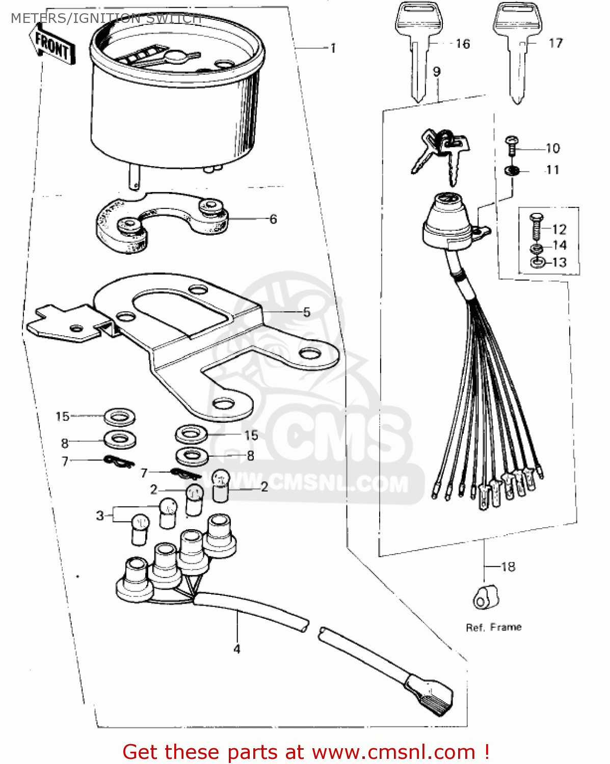 METERS/IGNITION SWITCH KM100-A7 KM100 1981 USA CANADA / MPH KPH