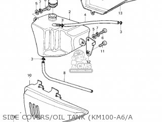 SIDE COVERS/OIL TANK (KM100-A6/A - KM100-A7 KM100 1981 USA CANADA / MPH KPH