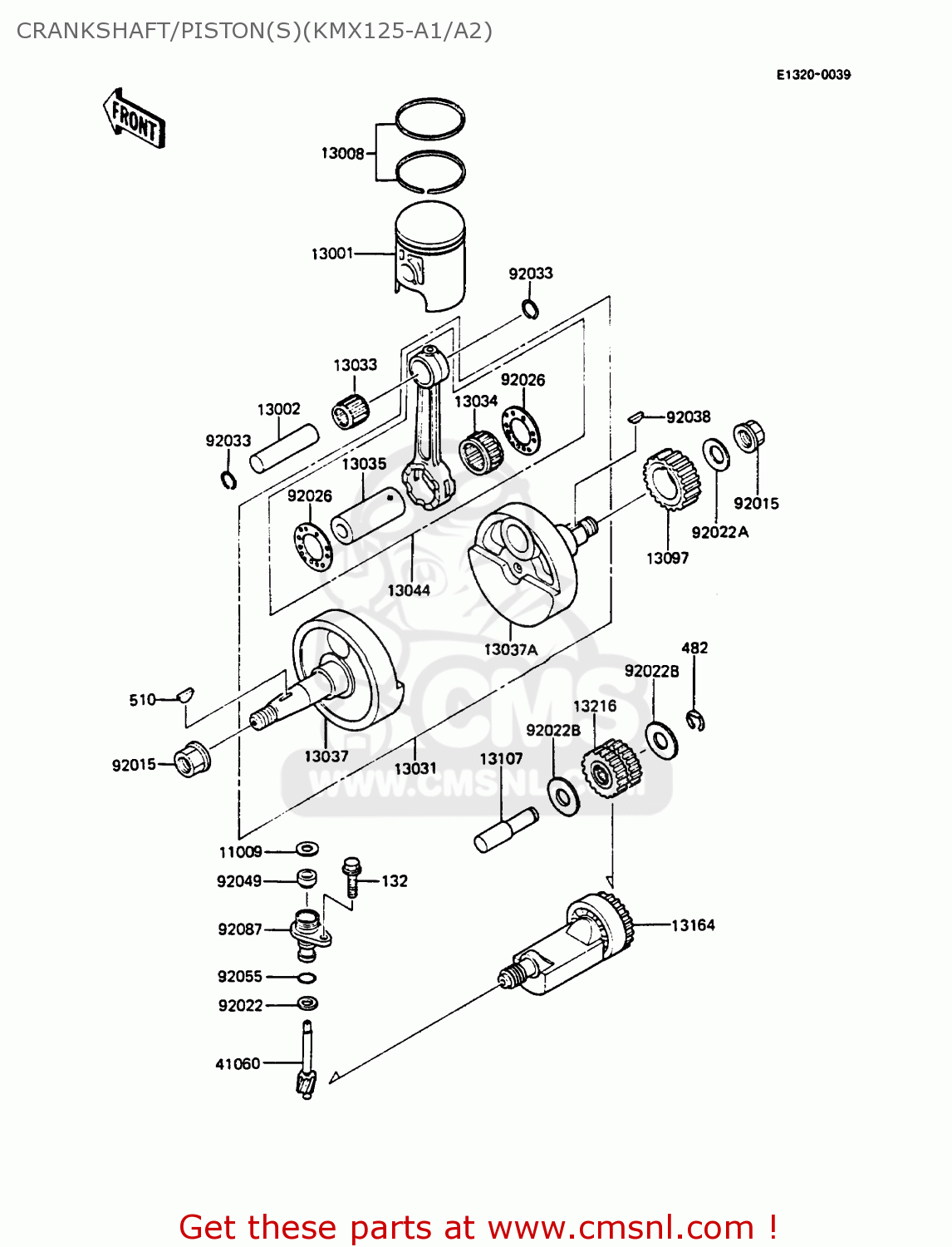 CRANKSHAFT/PISTON(S)(KMX125-A1/A2) KMX125-A1 1986 EUROPE UK FR FG GR IT NR ST SD
