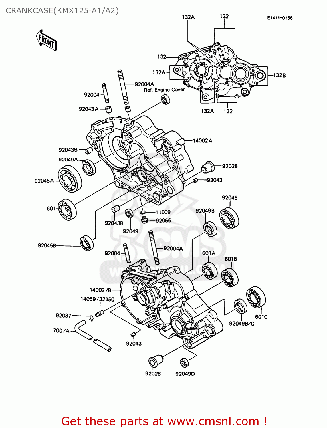 CRANKCASE(KMX125-A1/A2) KMX125-A1 1986 EUROPE UK FR FG GR IT NR ST SD