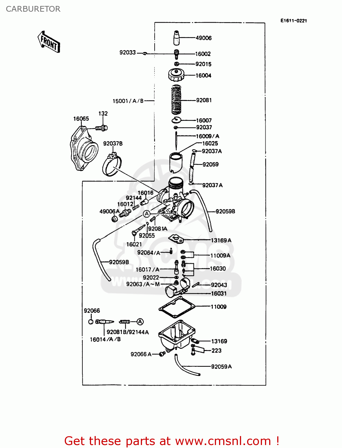 CARBURETOR KMX125-A1 1986 EUROPE UK FR FG GR IT NR ST SD