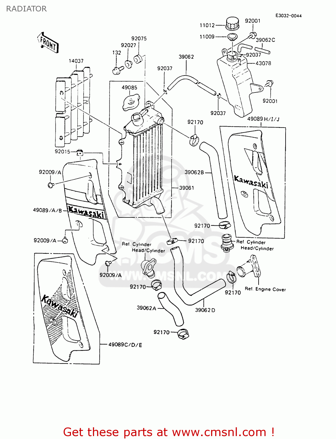 RADIATOR KMX125-A1 1986 EUROPE UK FR FG GR IT NR ST SD