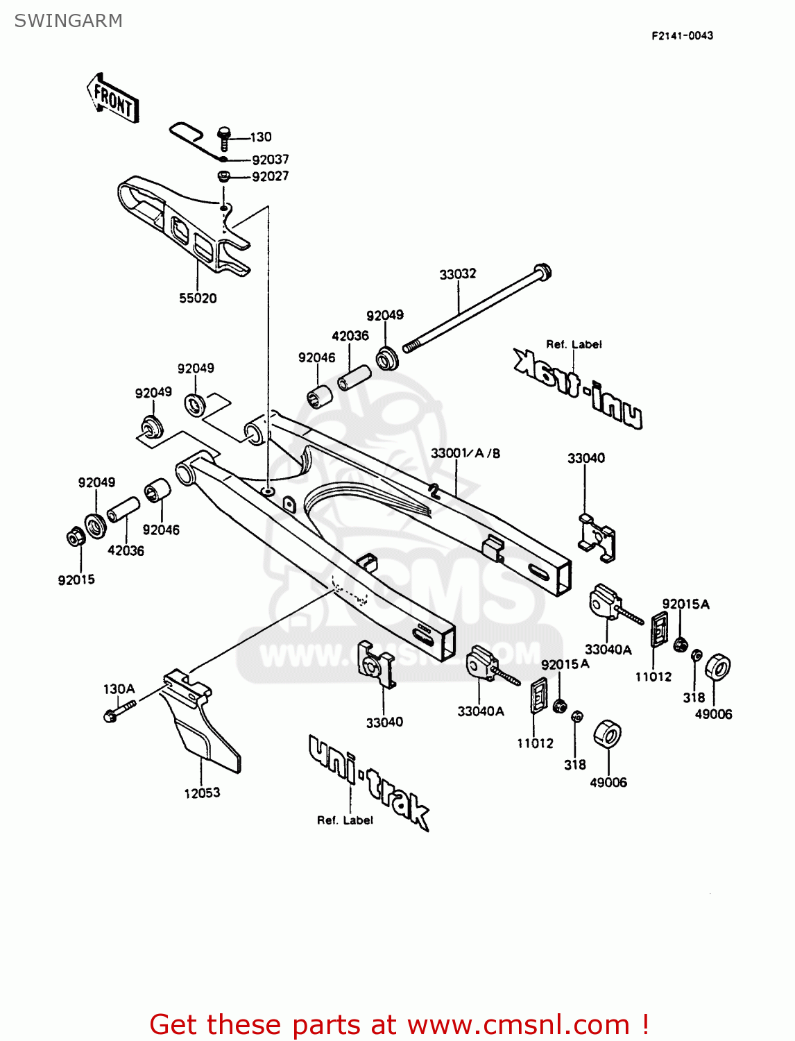 SWINGARM KMX125-A1 1986 EUROPE UK FR FG GR IT NR ST SD