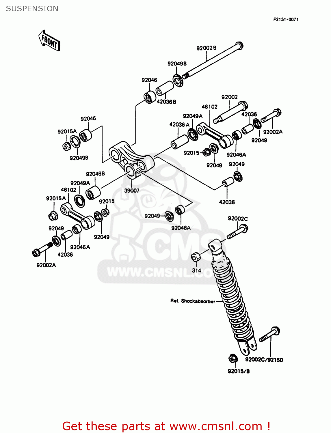 SUSPENSION KMX125-A1 1986 EUROPE UK FR FG GR IT NR ST SD