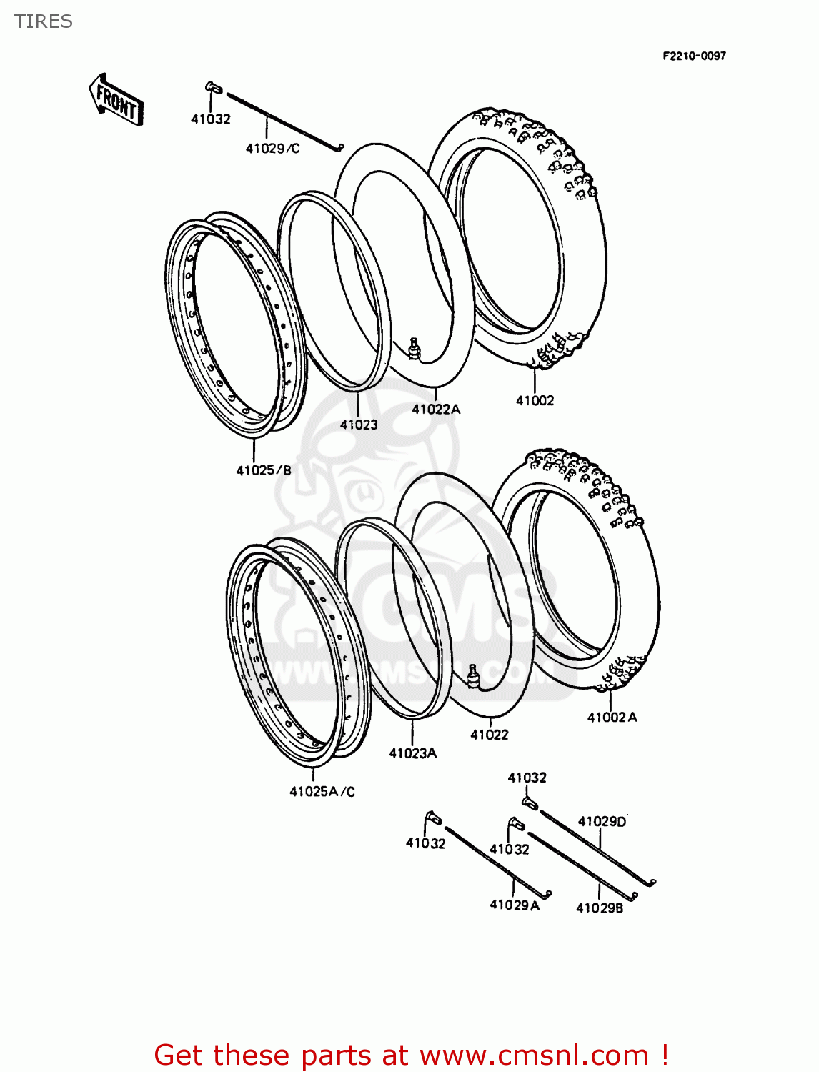 TIRES KMX125-A1 1986 EUROPE UK FR FG GR IT NR ST SD