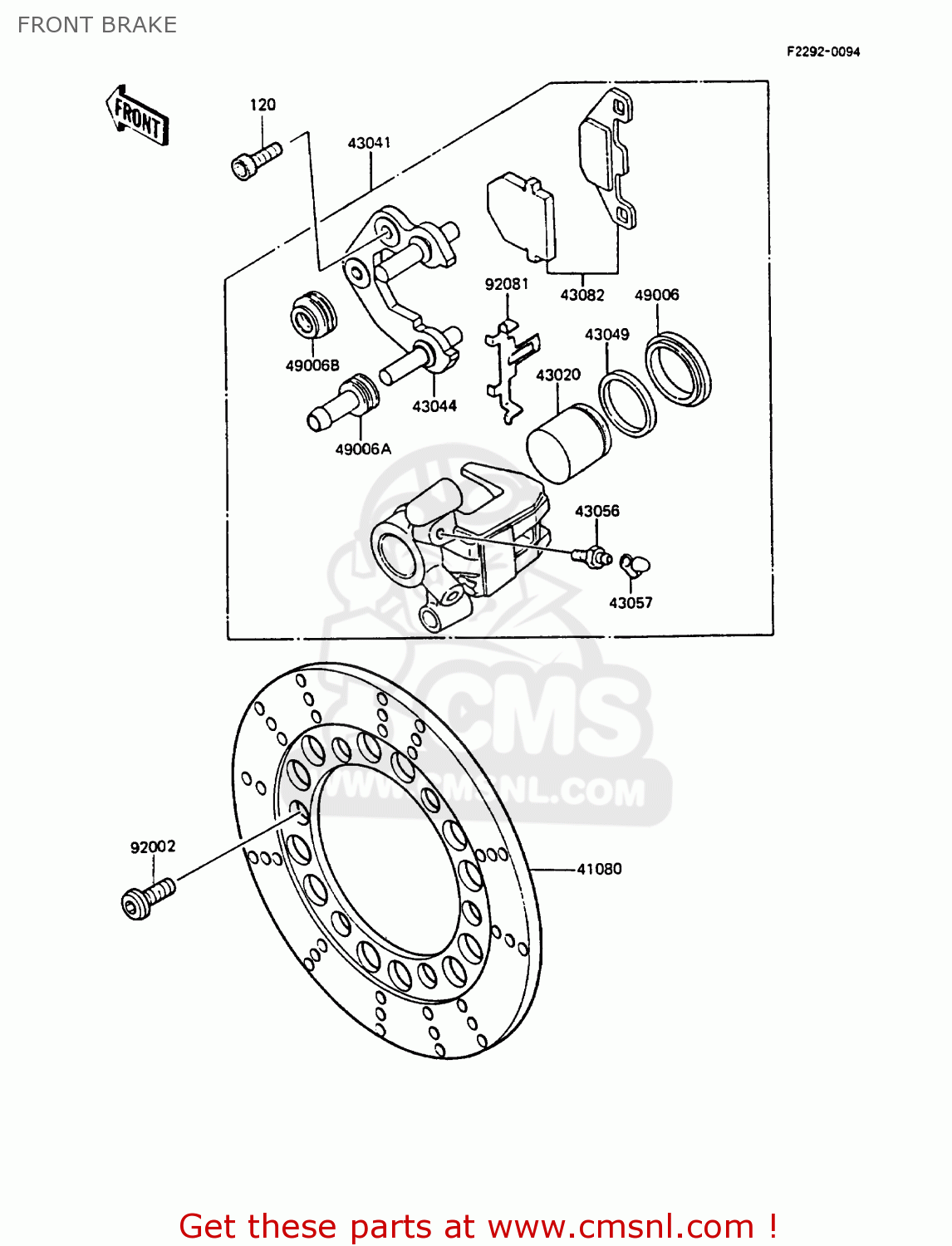 FRONT BRAKE KMX125-A1 1986 EUROPE UK FR FG GR IT NR ST SD