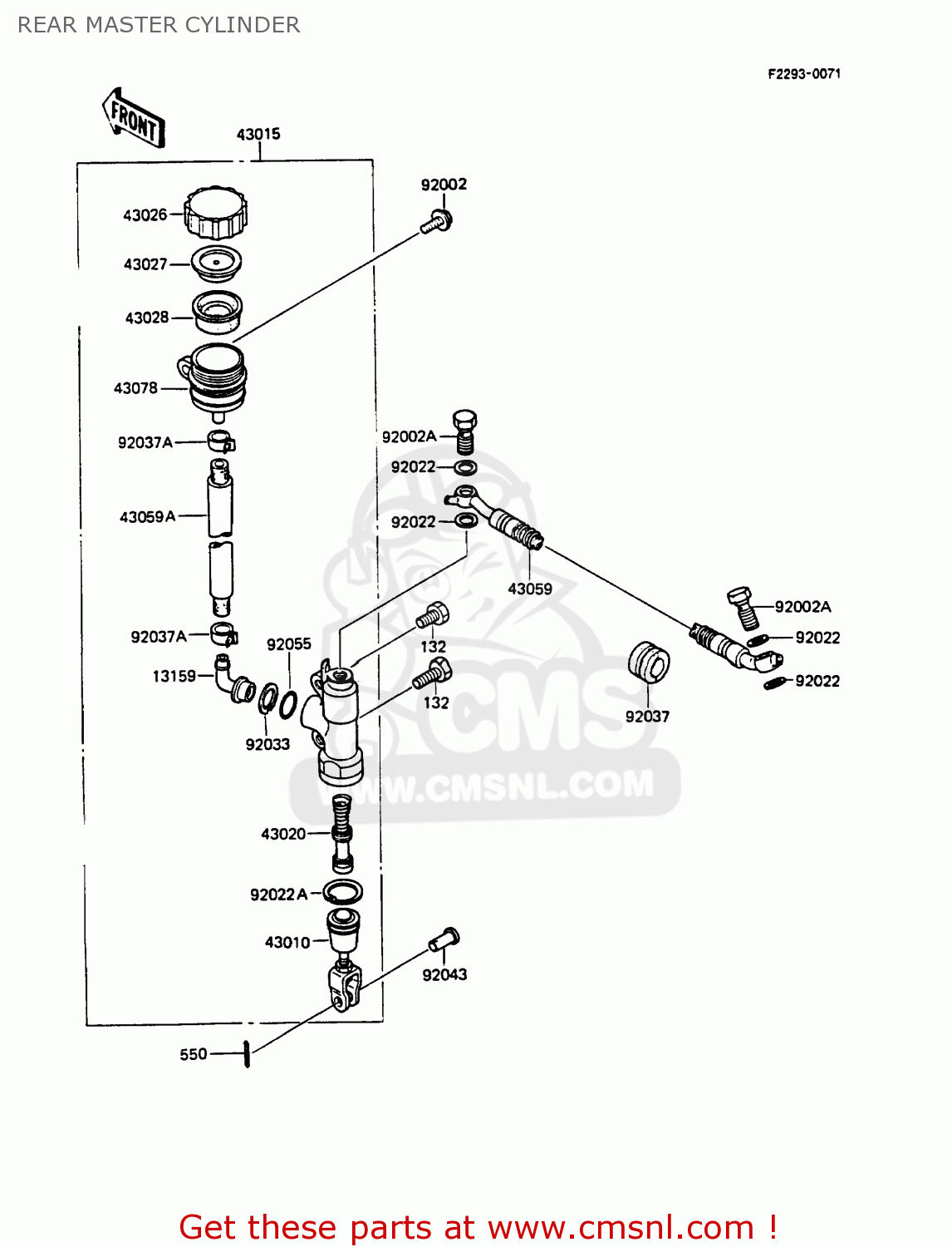 REAR MASTER CYLINDER KMX125-A1 1986 EUROPE UK FR FG GR IT NR ST SD