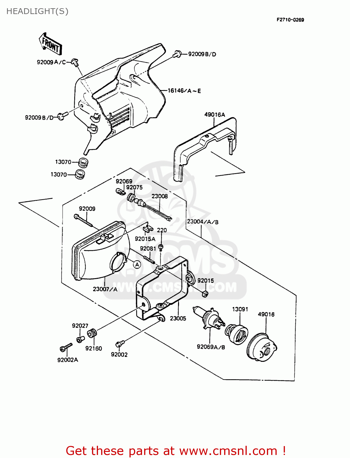 HEADLIGHT(S) KMX125-A1 1986 EUROPE UK FR FG GR IT NR ST SD