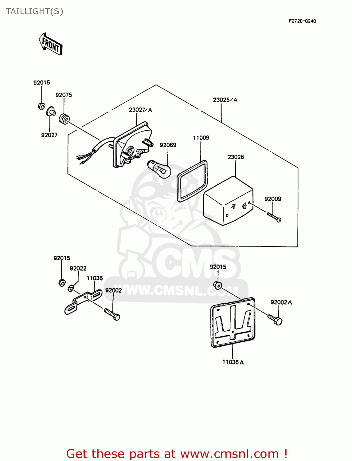 TAILLIGHT(S) KMX125-A1 1986 EUROPE UK FR FG GR IT NR ST SD
