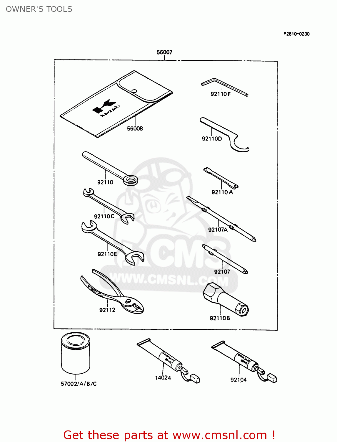OWNER'S TOOLS KMX125-A1 1986 EUROPE UK FR FG GR IT NR ST SD