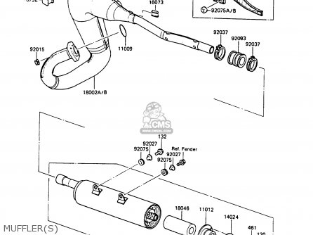 MUFFLER(S) - KMX125-A1 1986 EUROPE UK FR FG GR IT NR ST SD