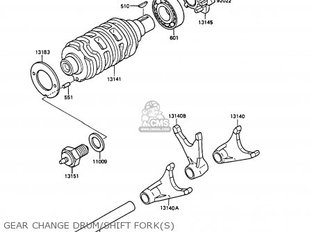 GEAR CHANGE DRUM/SHIFT FORK(S) - KMX125-A1 1986 EUROPE UK FR FG GR IT NR ST SD