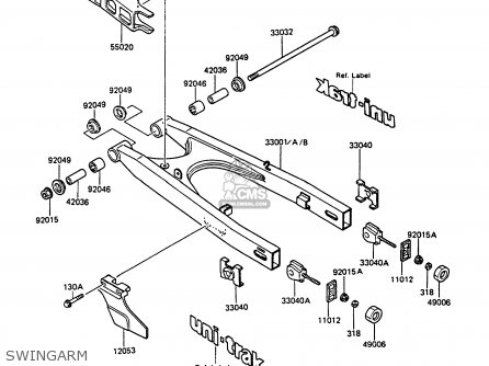 SWINGARM - KMX125-A1 1986 EUROPE UK FR FG GR IT NR ST SD